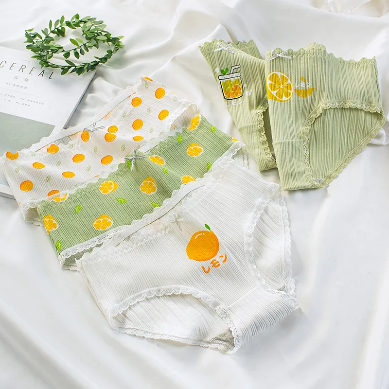 

5Pcs/set New Cute Sweet Underwear Women's Panties Soft Cotton Mid-waist Briefs Girls Short Pantys Sexy Lingerie Underpants