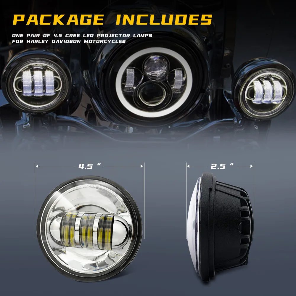 

9-30V 6000K Cool White Motorcycle Fog Lights Fog Lamp With Connecting Wire