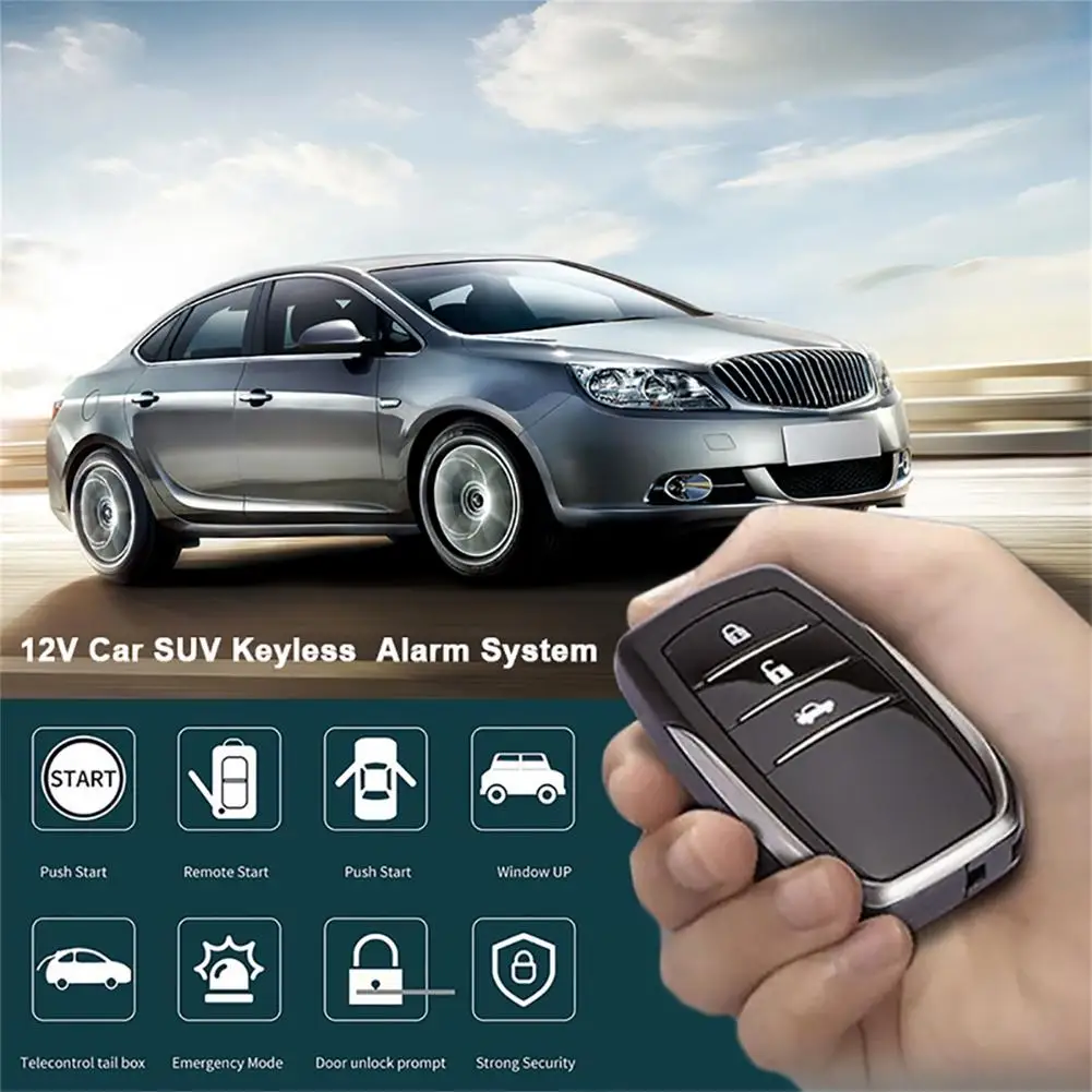 

12V Car Alarm Remote Control Car Keyless Entry Engine Start Alarm System Push Button Remote Starter Stop Auto Anti-theft System