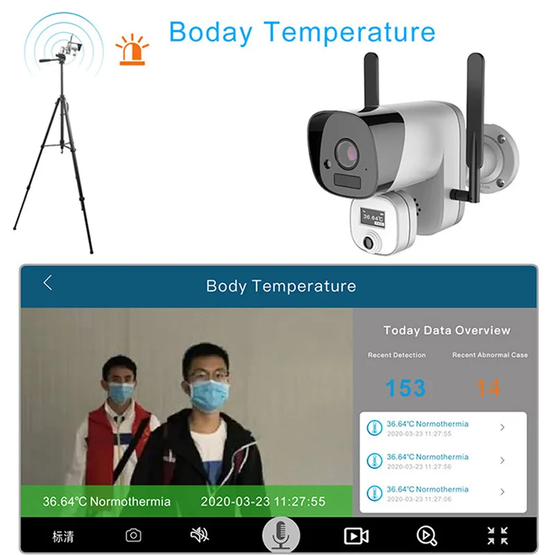 Wi Fi датчик температуры человека с аккумулятором 1080P|Камеры видеонаблюдения| |