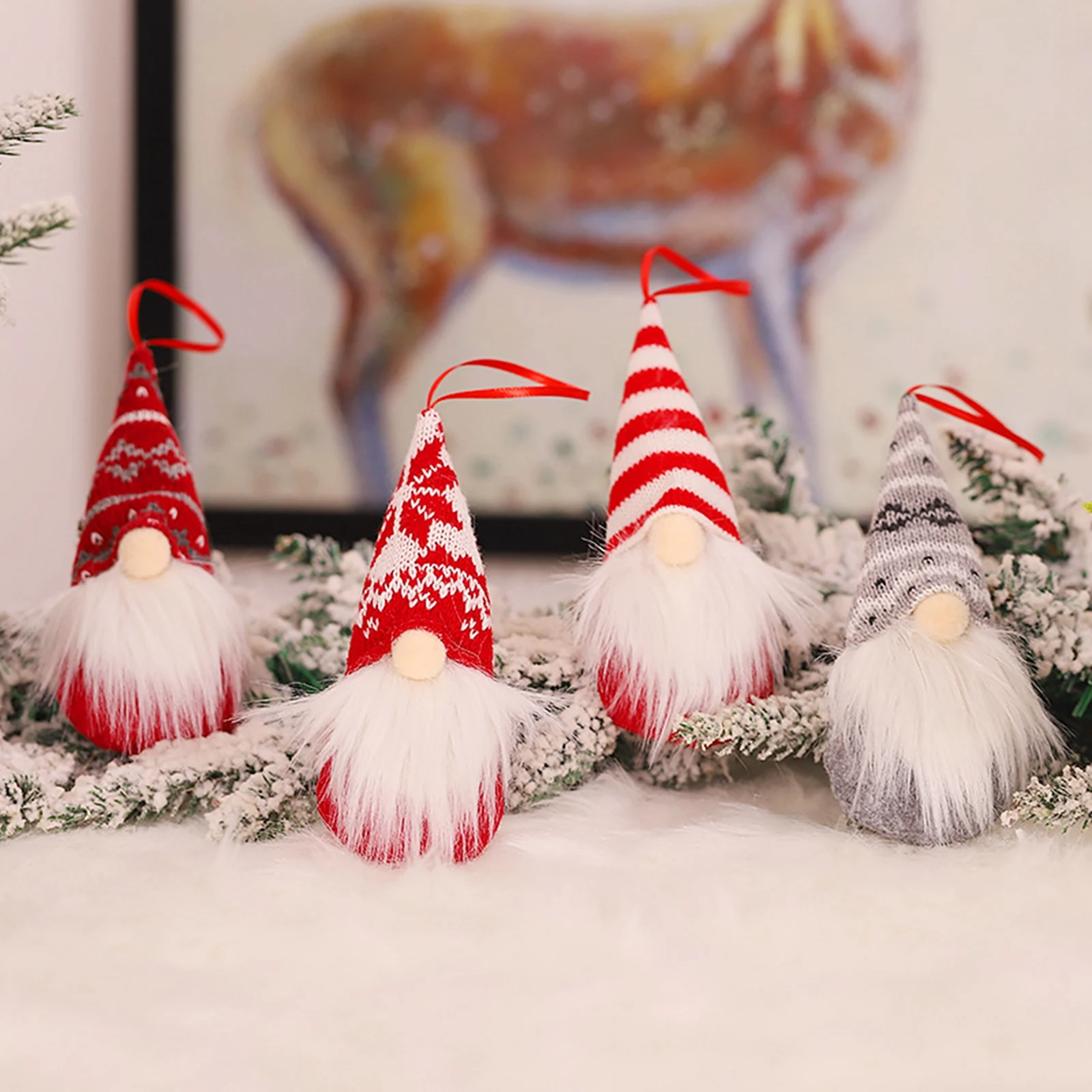 

Faroot Christmas Hanging Ornaments, Handmade Swedish Gnome Plush Doll Holiday Xmas Tree Decorations