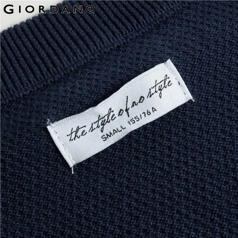 

Giordano Women Sweaters Embroidery Ribbed V-neck Sweater Longer Hem At Back Long Sleeves Sueter Mujer Invierno 13350810