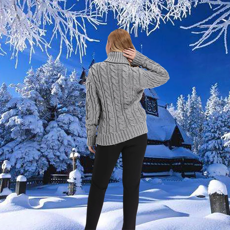 Зима большой размер женский свитер 2020 толстый теплый высокий воротник с длинными
