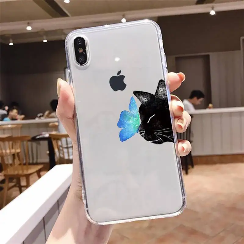 

Cat butterfly nose tip cute lovely Phone Case Transparent soft For iphone 5 5s 5c se 6 6s 7 8 11 12 plus mini x xs xr pro max