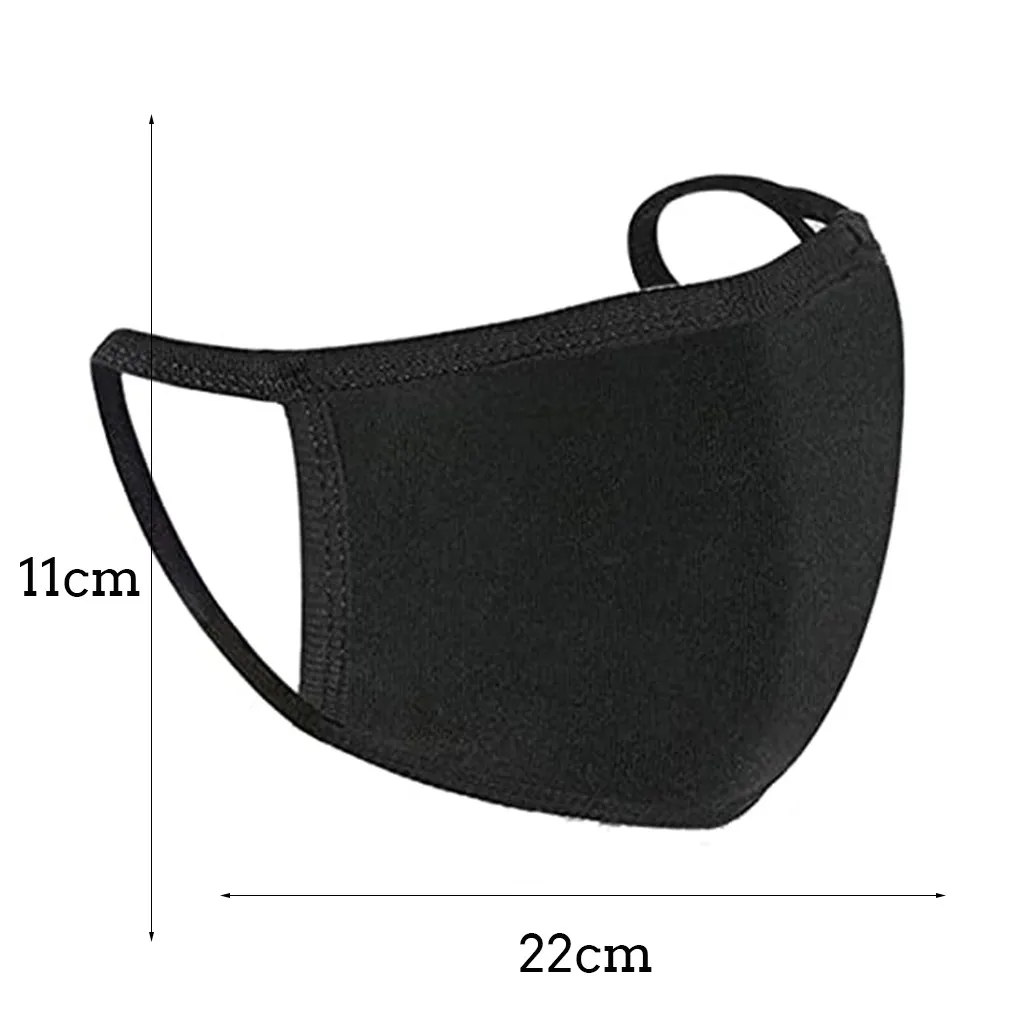 

1pcs Unisex Pure Black Mask Sunscreen Breathable Dustproof Comfortable Warm Three Dimensional Adjustable Cotton Adult Mask