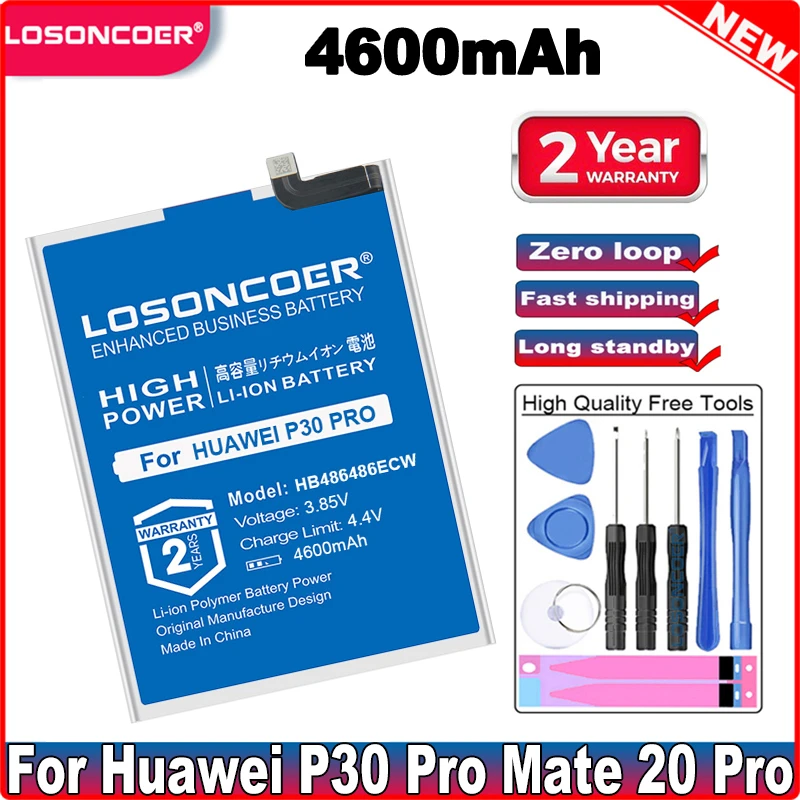 Аккумулятор LOSONCOER HB486486ECW 4600 мАч для Huawei P30 Pro P30Pro Mate20 Mate 20 | Мобильные телефоны и