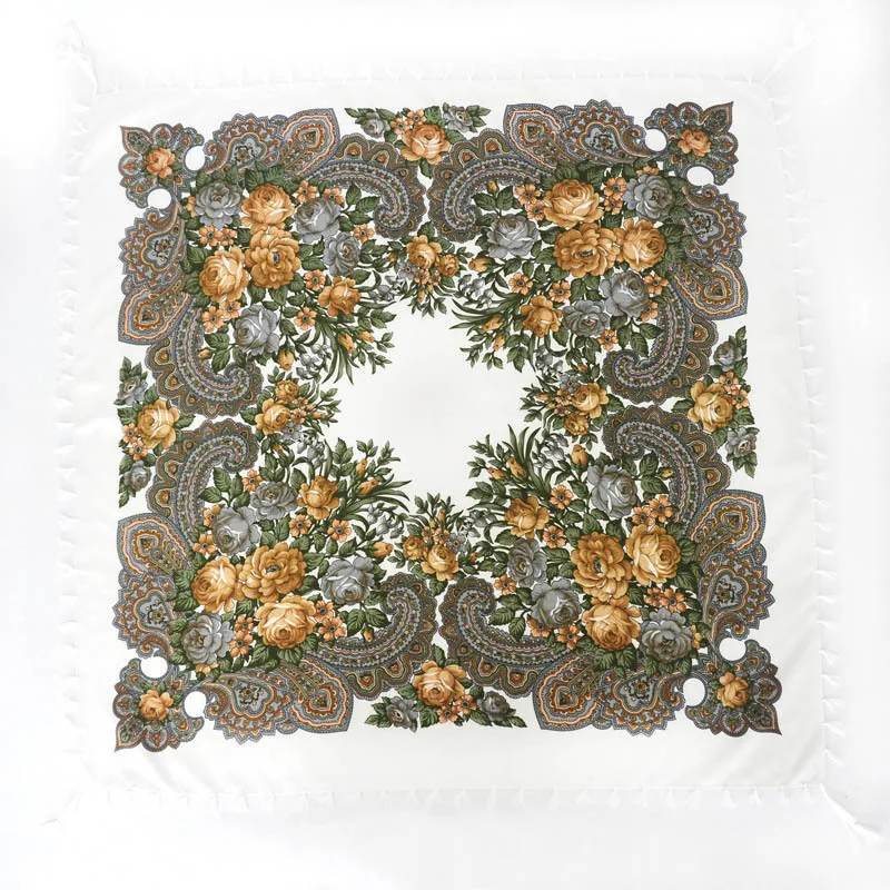 Русский платок для женщин квадратный шарф ручной работы кисточка цветочный