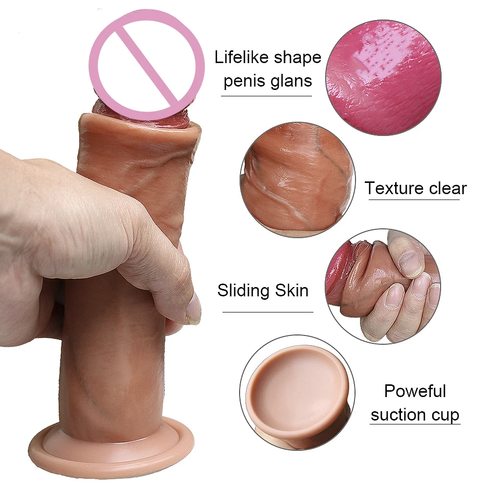 7in Realistic Dildos Sliding Foreskin Females Masturbation Tools Huge Suction Cup Penis Fake Lesbian Adult Sex Toys For Women | Красота и