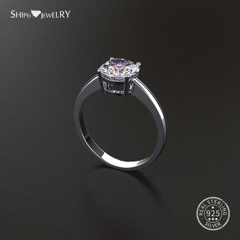 Shipei, 925 пробы, серебряное кольцо, хорошее ювелирное изделие, 2ct, Белый сапфир, обручальное кольцо для женщин, мужчин, Подарок на годовщину - Цвет камня: Фиолетовый