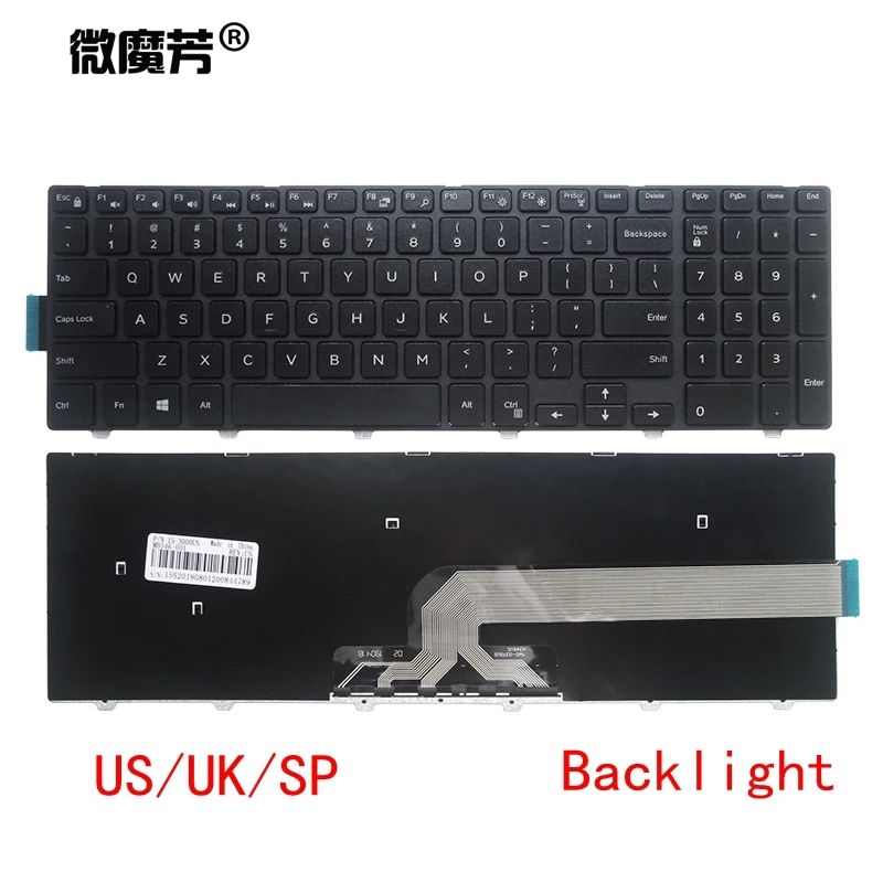 Keyboar US/UK/SP для DELL Inspiron 15 3551 3552 3541 3543 3542 3559 3565 3567 3558 5566 5748 5749 5755 5758 5759 подсветка|dell inspiron
