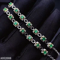 kjjeaxcmy fine jewelry 925 sterling silver inlaid natural emerald bracelet classic female hand bracelet vintage support test