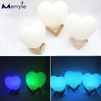 16color 3d printing heart night lights remote control touch recharge creative table night lamp decor bedroom child birthday gift