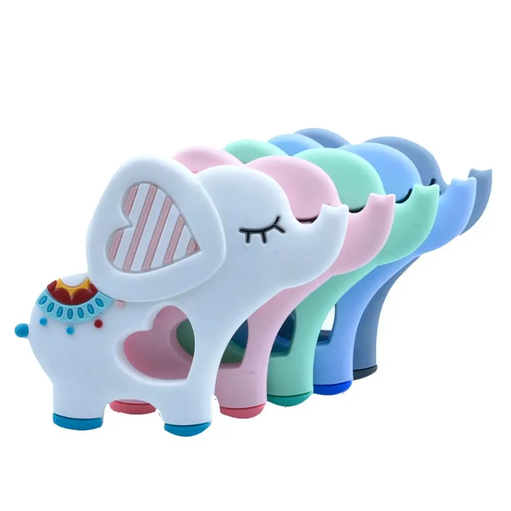 Mordedor de silicona con forma de elefante para beb&eacute;, collar de dentici&oacute;n sin BPA, accesorios de grado alimenticio, juguete de dentici&oacute;n, 1 ud.-0