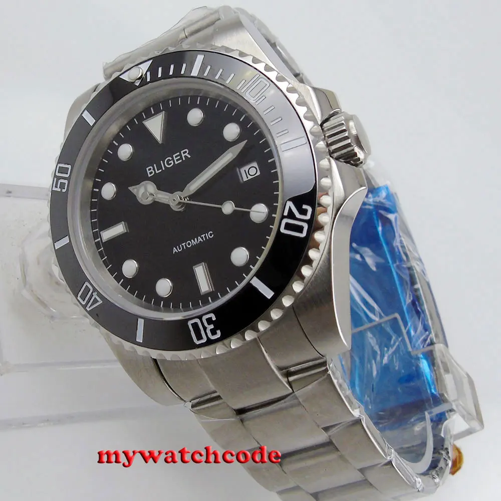 40 мм черный циферблат вращающийся ободок сапфировое стекло 24 Драгоценности NH35