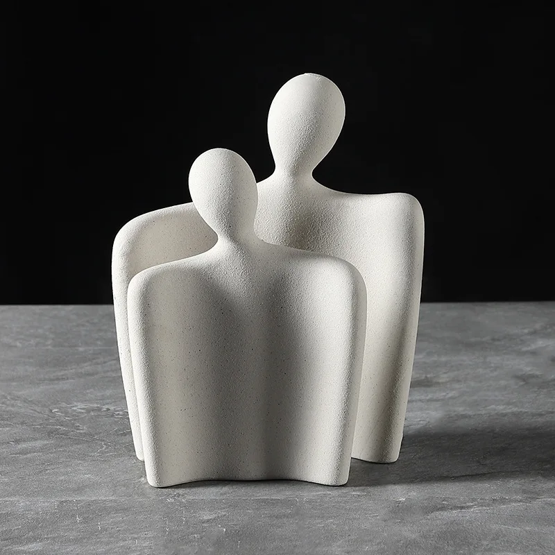 

Creative Nordic Ceramic Abstract Lovers Embrace Art Ornaments And Luxury Modern Home Soft Ornaments