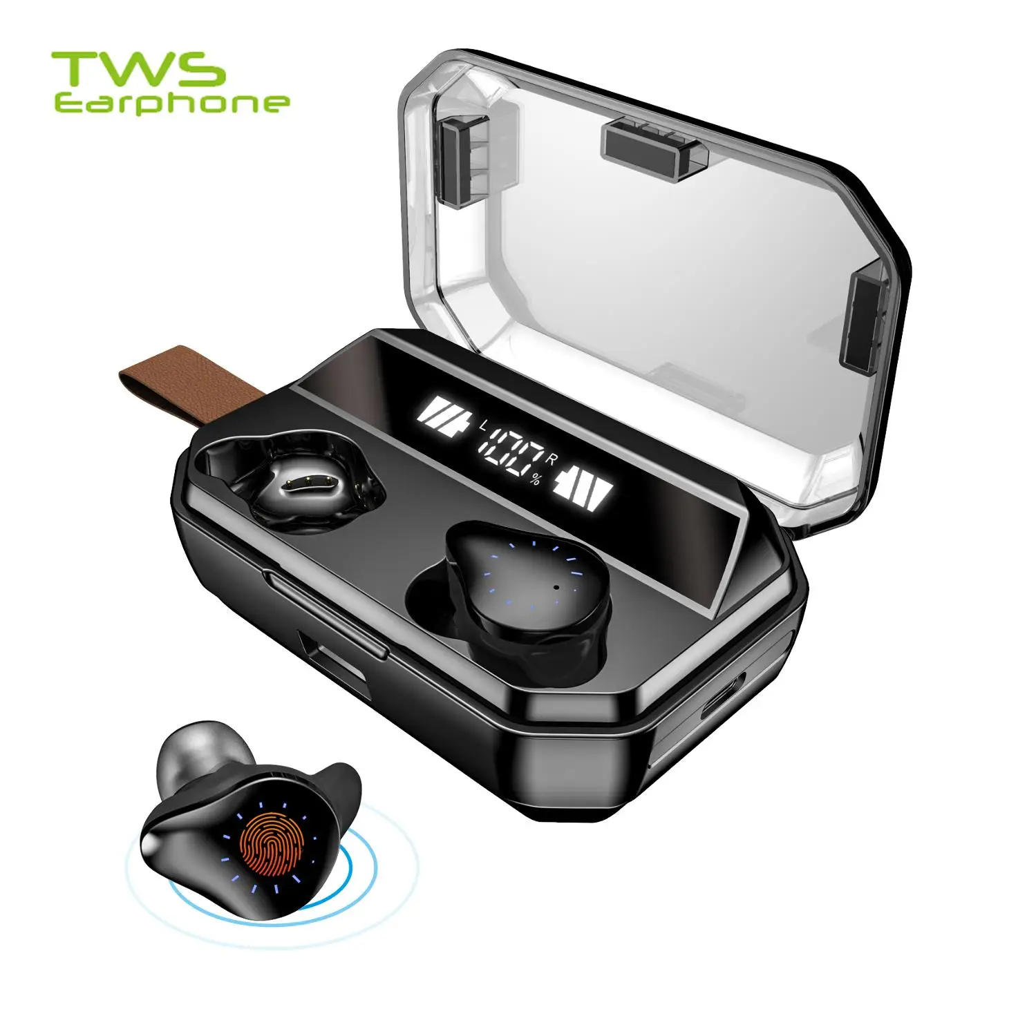 Bluetooth наушники беспроводные с сенсорным управлением светодиодный дисплей