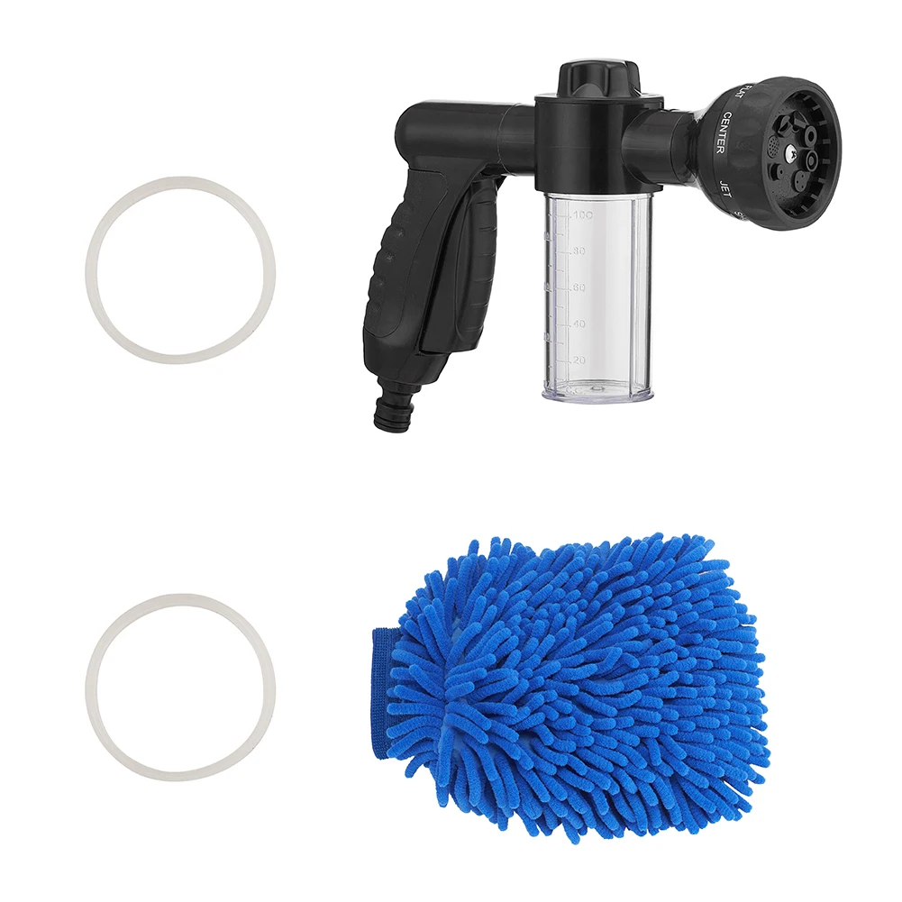 

8 Modes High Pressure Foam Water Gun with Detergent Container & Cleaning Mitt Sprayer Cleaning Tool for Car Wash