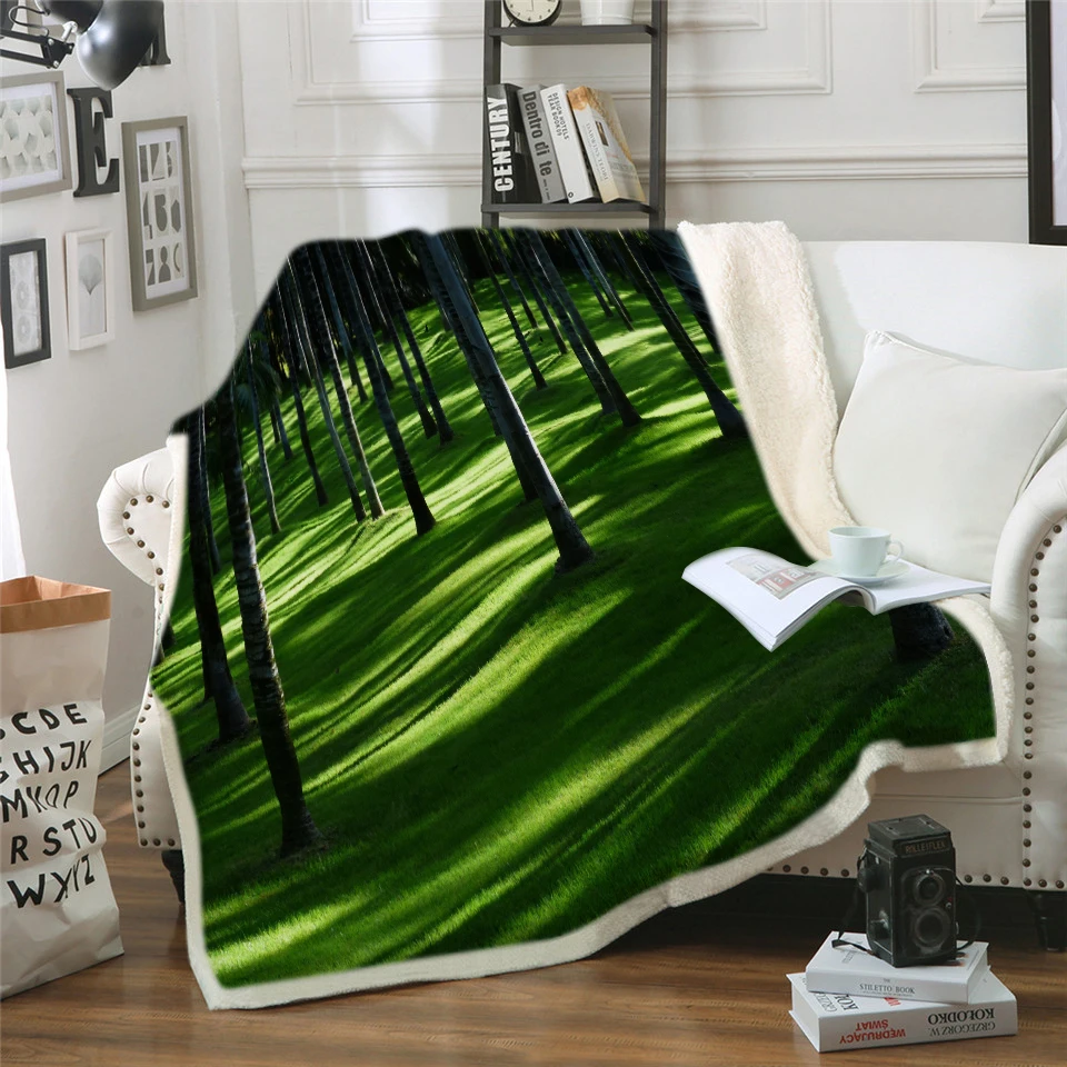 

Trees Forest 3d Print Hooded Blanket For Adult Kids Wool Winter Warm Sofa Home Travel Picnic Carrying Wearable Blanket
