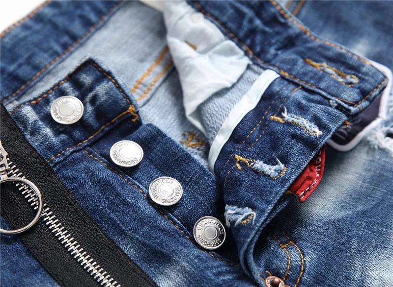 

2021 New Designer DSQ2 Denim Jeans Holes Patch Trousers Pants Biker Jeans HOMME Ripped Jeans COOLGUY D2 Jeans DSQ Men Moto Pants