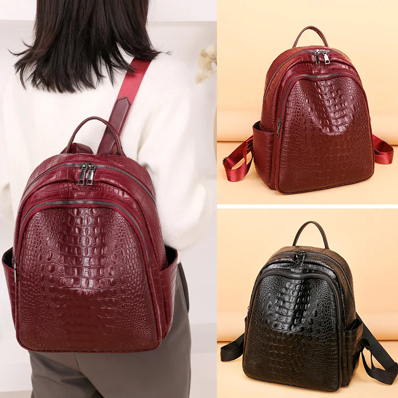 

Женский рюкзак из искусственной кожи с крокодиловым узором, модные школьные сумки для девочек-подростков, школьный рюкзак высокого качеств...