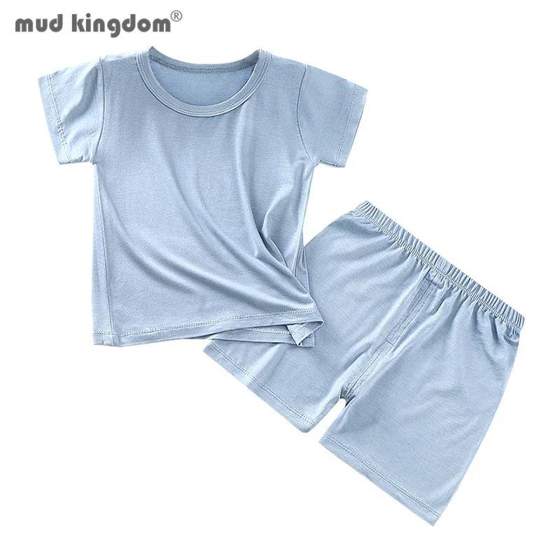 

Mudkingdom Little Boys Girls T-shirt Set Solid Colorful Summer Short Sleeve Top and Shorts for Children Clothes Kids Tees 1-6T