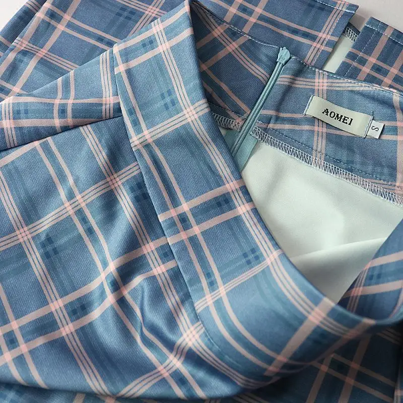 

Women High Waist Plaid Pencil Skirts Retro Classy Elegant Office Ladies