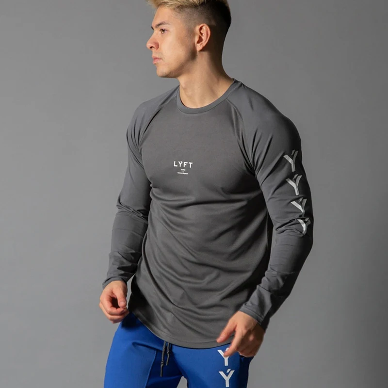 Футболка мужская компрессионная быстросохнущая с длинным рукавом Облегающая