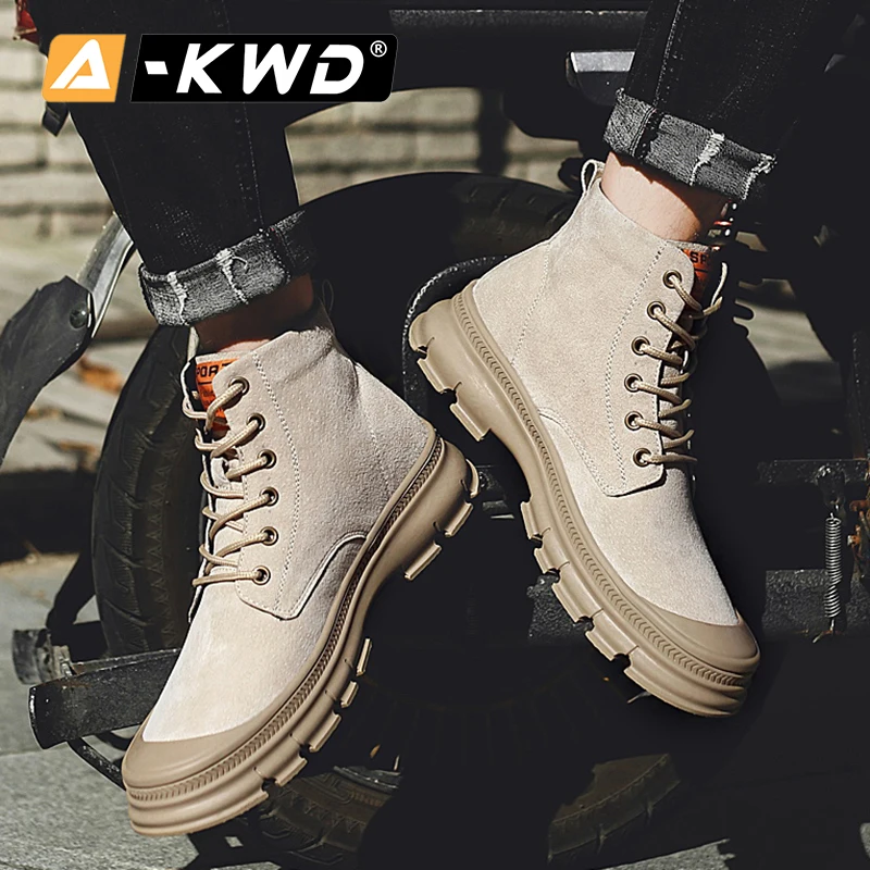 Кроссовки Outdor мужские высокие натуральная кожа рабочая обувь модные