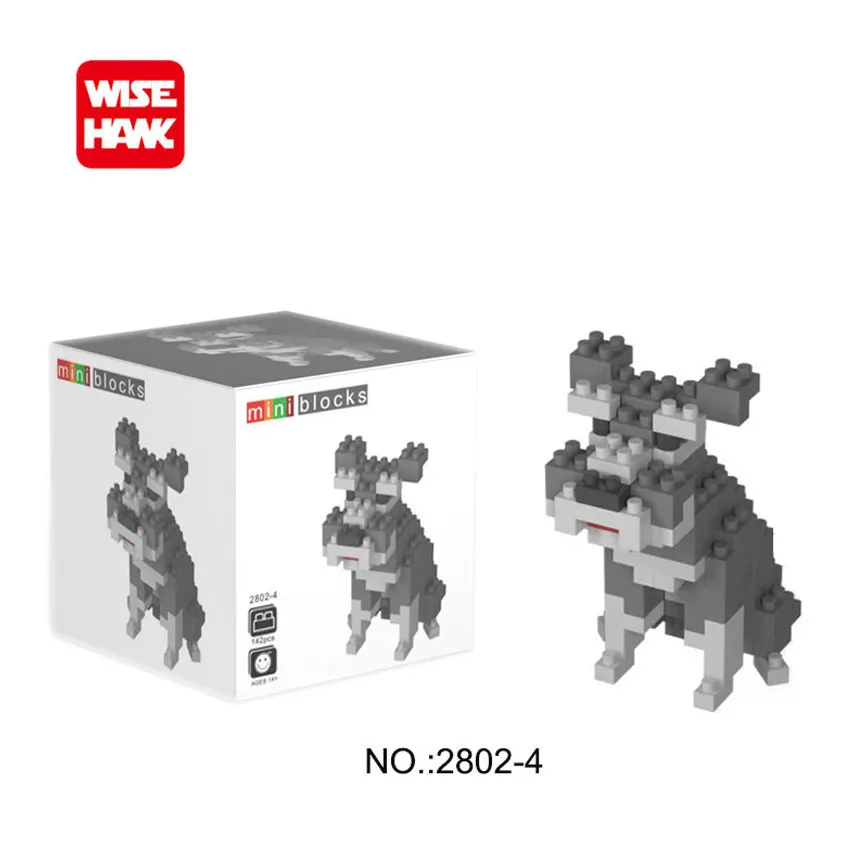 Мини кубики WiseHawk из серии животных птица собака Лев тигр модель сделай сам