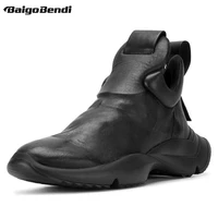 new arrival mens pure black trendy boots cool boys slip on winter fashion shoes