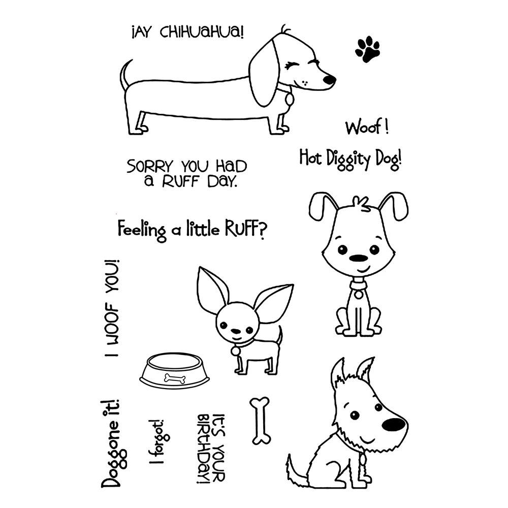 Прозрачный силиконовый штамп с собакой/печать для скрапбукинга своими