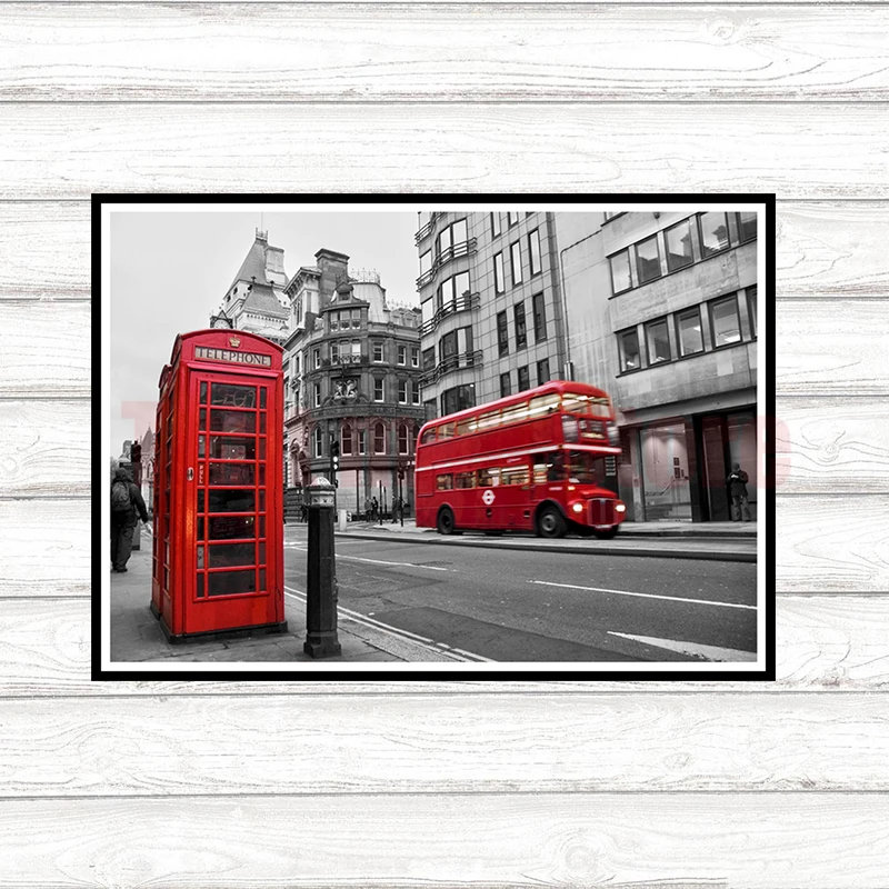 

London red Coated paper poster Bar Cafe High quality Printing Drawing core Nordic decorative paintings