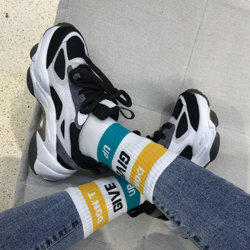 

Genuine Leather Sneakers Women Trendy Chunky Dad Shoes Woman Fashion 5cm Thick Sole Ladies Platform Shoe Laces zapatillas mujer