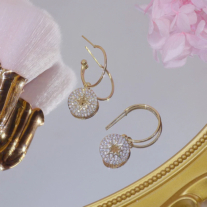 

Elegant Exquisite Micro Inlaid CZ Round Women Earring AAA Cubic Zirconia Charm Korean Stud Earrings Wedding Jewelry Pendant Gift
