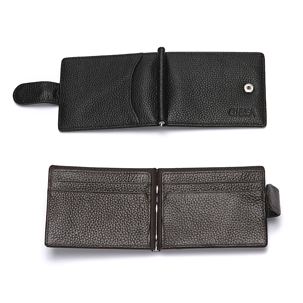 CUIKCA Genuine Leather Men Wallet RFID Short Slim Cowhide Money Clip HASP Business ID Credit Card Cases | Багаж и сумки