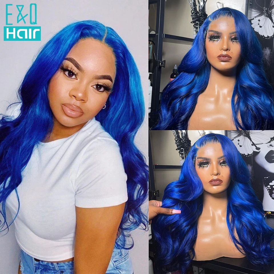 

Body Wave Blue Lace Wig with Baby Hair Remy 613 Straight Colored Human Hair Wigs Lace Frontal Pre Plucked Brazilian Wigs 180%