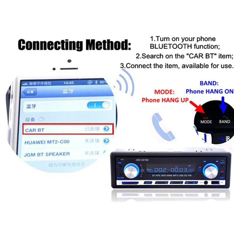 Авторадио 12 в Bluetooth Авто Стерео In dash fm приемник Aux вход USB/SD MP3 1din Автомагнитола со