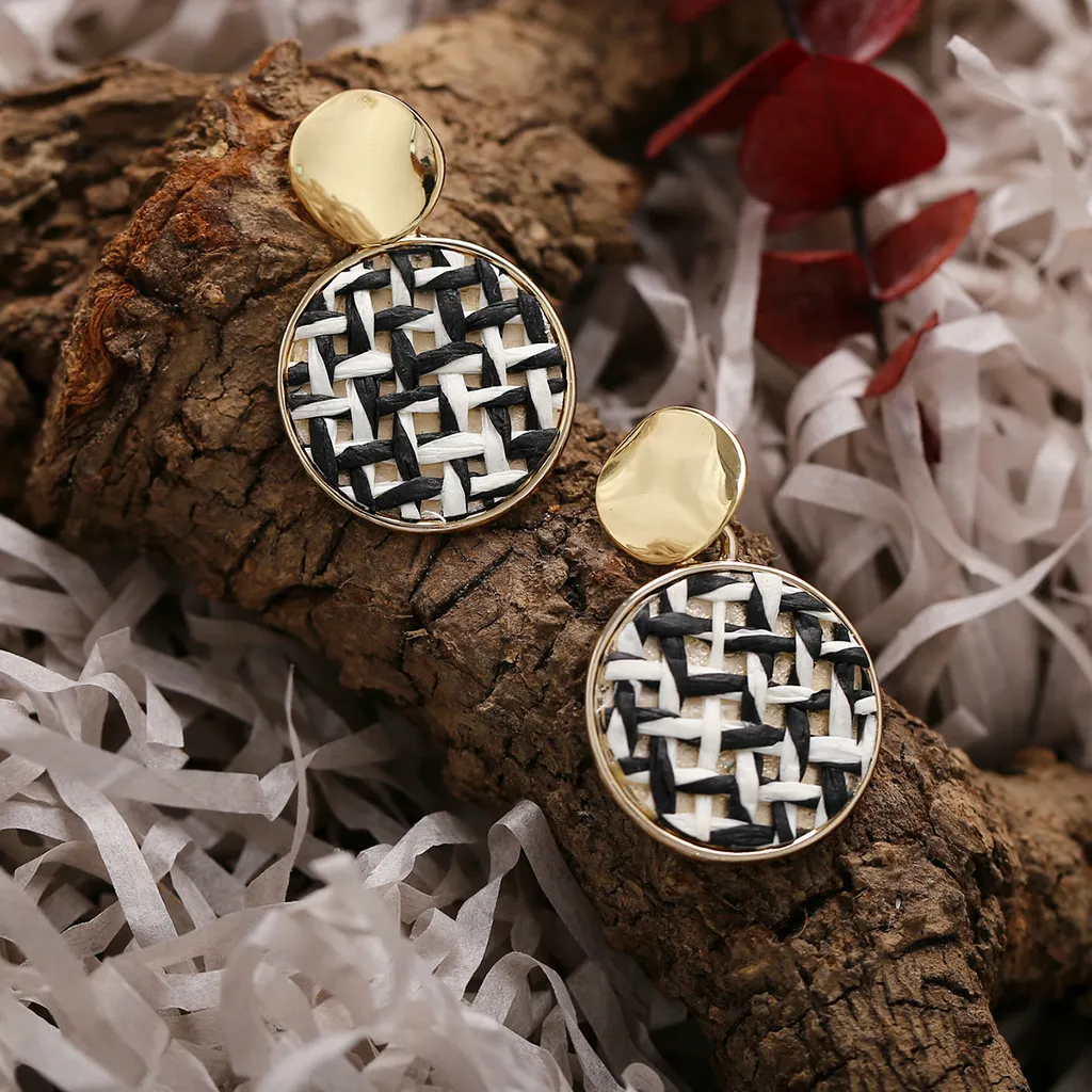 Корейские массивные деревянные серьги уксусная кислота геометрические круглые