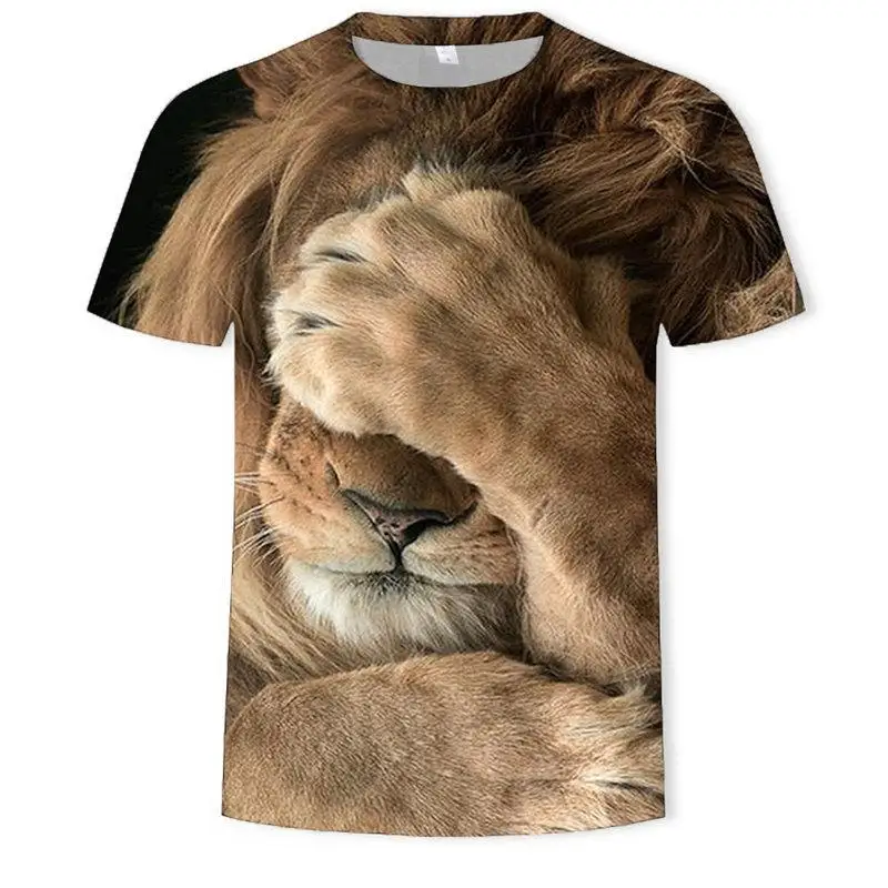 

2021 Cool Men Women T-Shirts Animal lion 3D Print T Shirt Summer Short Sleeve Harajuku Casual Tops Boy Girl Kids Tees