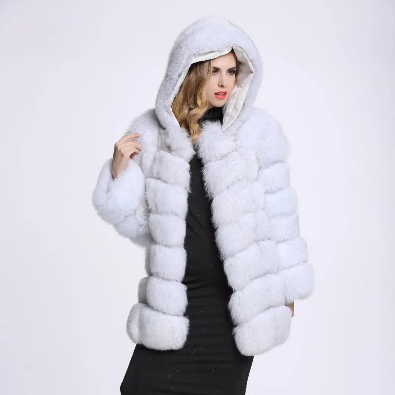 

Savabien/2019 Зимняя Толстая теплая куртка с капюшоном, роскошный из искусственной лисы, меховое пальто, мягкая элегантная женская куртка из искусственного меха, черный мех, уличная одежда