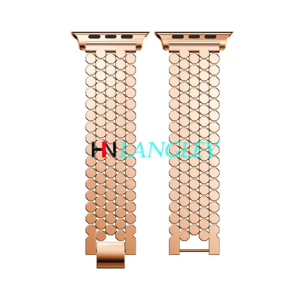 Rose Gold Нержавеющая сталь металлических полос петля совместимый для наручных часов iWatch, 42 мм 44 мм для Apple Watch серии 4, версия 1, 2, 3, ремешок 38 мм 40 ремешок для наручных часов mm - Цвет ремешка: Rose Gold