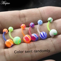 miqiao 1pcs mixed color piercing jewelry explosion type acrylic belly button ring hypoallergenic umbilical nail