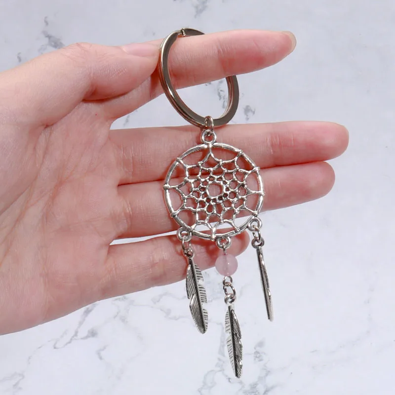 Женский винтажный брелок в виде ловца снов с розовыми и синими бусинами|Брелоки| |