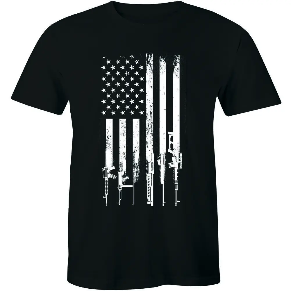 

America Flag Gun Usa Shirt Cool Gift Patriotic 2nd Amendment Rifle Men's T-shirt