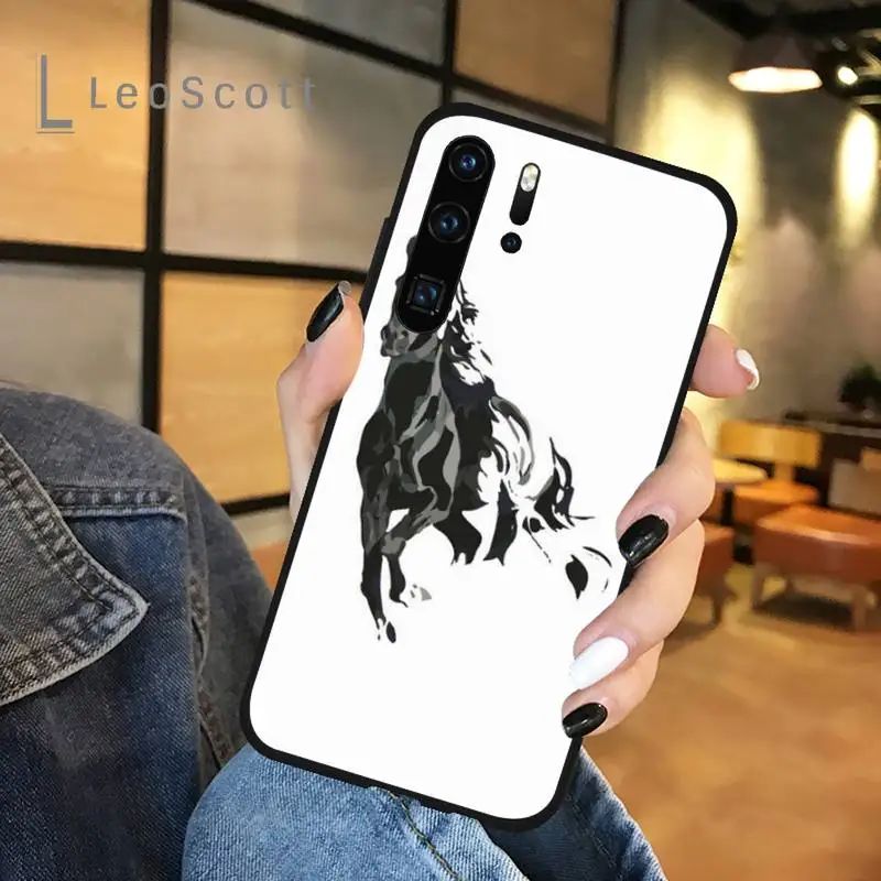 

Cartoon handsome black horse Phone Case For Huawei honor Mate P 9 10 20 30 40 Pro 10i 7 8 a x Lite nova 5t