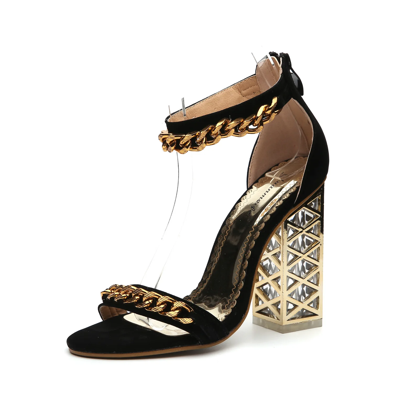 

open-toed women's sandals 2020 Crystal thick-heeled sandals high-heeled