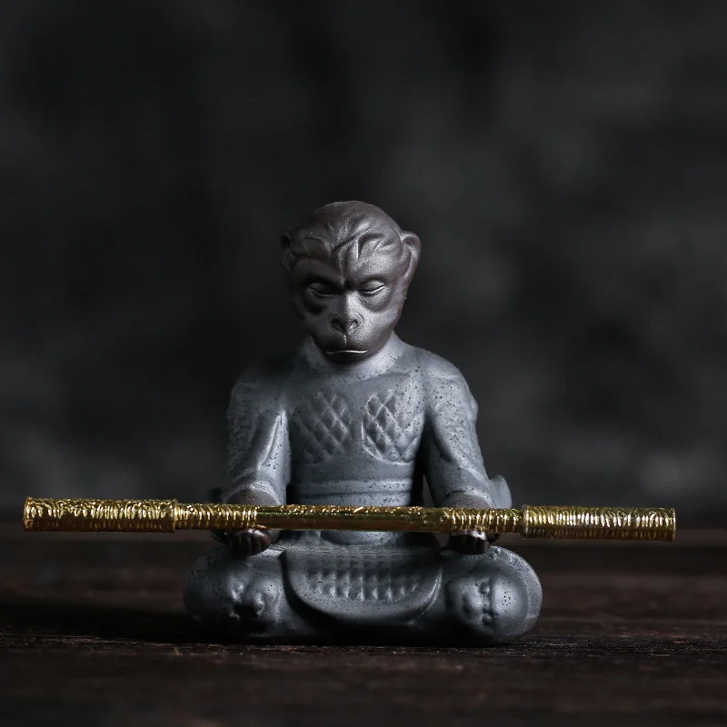 

Creative Monkey Clay Tea Ornaments Mahatma Return Car Decoration Tea Set Tea Ceremony with Zero Clay Tea Pet Mini Tea Set