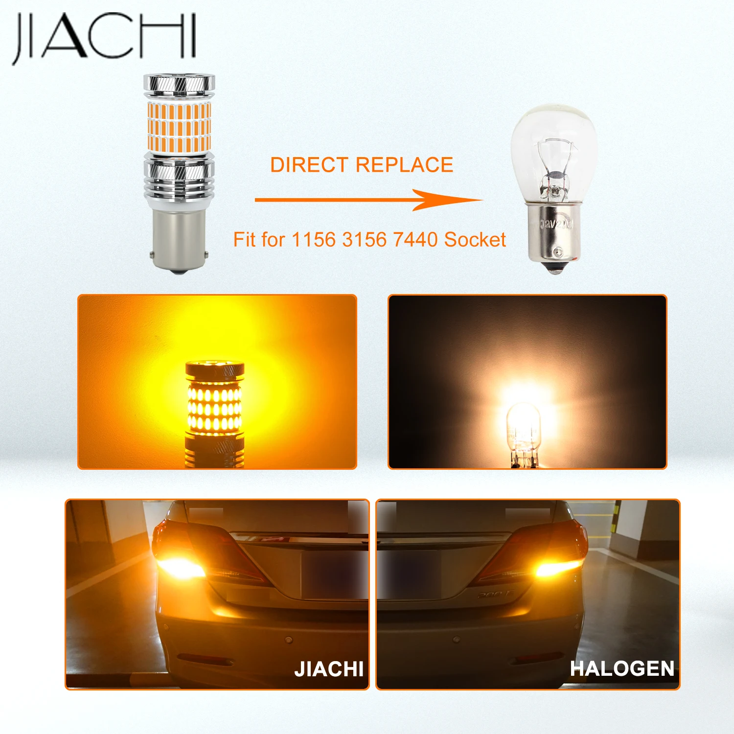 JIACHI 2PCS 1156 BA15S W21/5W LED Car Turn Singal Auto Blinker PY21W BAU15S 3156 7440 High Power No Error Yellow DC12V-24V Super - купить по