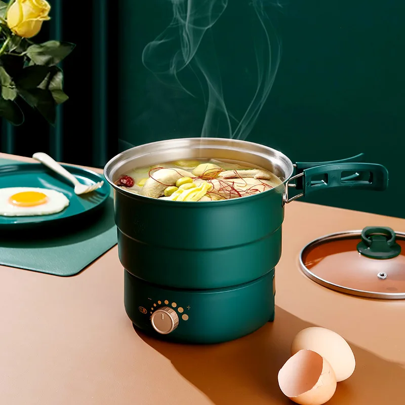 Multifunctional Electric Hot Pot Folding Pot Portable Travel Split Type Electric Boiling Pot Mini Stainless Steel Cooking Pot