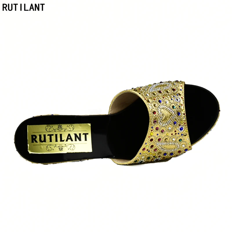 Новое поступление свадебные туфли золотого цвета для женщин модные женские